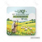 Peaceful Rest Christian Coaster Set – The Lord Is My Shepherd | Psalm 23:1–3 | Pack of 4 - Image 4