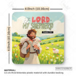 Comforting Shepherd Christian Coaster Set – The Lord Is My Shepherd | Psalm 23:1 | Pack of 4 - Image 5