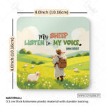 Listening to His Voice Christian Coaster Set – My Sheep Listen to My Voice | John 10:27 | Pack of 4 - Image 5