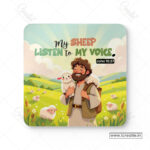 Joyful Belonging Christian Coaster Set – My Sheep Listen to My Voice | John 10:27 | Pack of 4 - Image 4