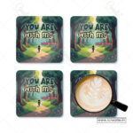 You Are With Me Christian Coaster Set – Psalm 23:4 | Pack of 4 - Image 2