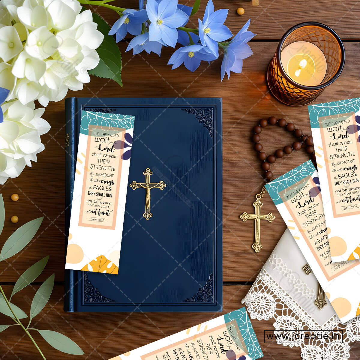 Isaiah 40:31 bookmark in hand showing elegant design - faith-based encouragement for medical professionals