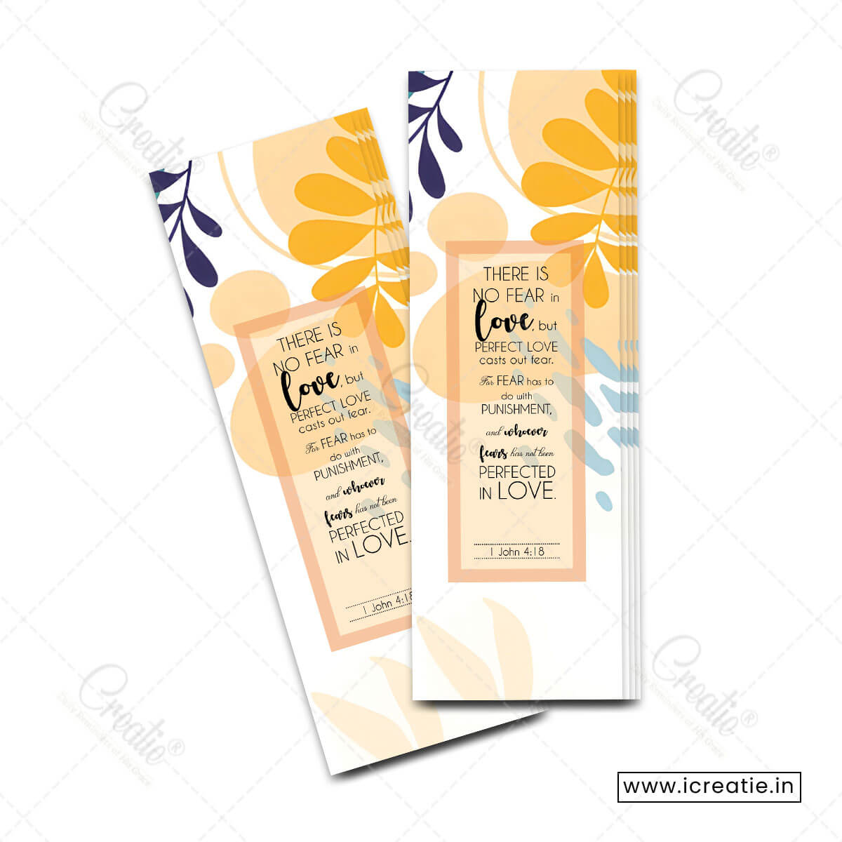1 John 4:18 peace Christian bookmark India - perfect love casts out fear design - anxiety relief and mental health support gift