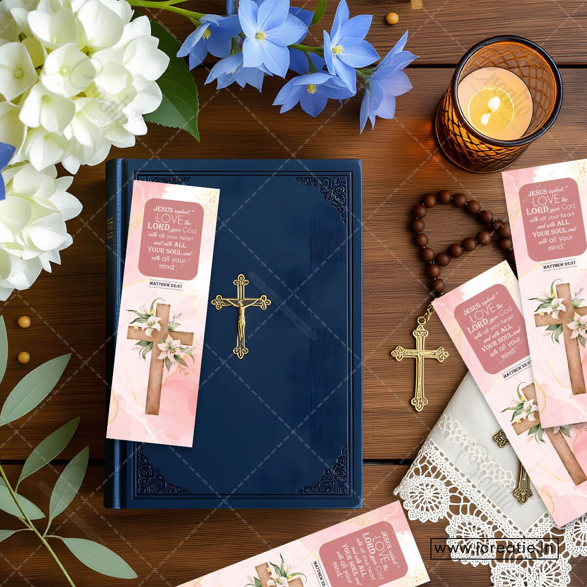 Love the Lord bookmark in hand showing wholehearted devotion theme - spiritual retreat encouragement India