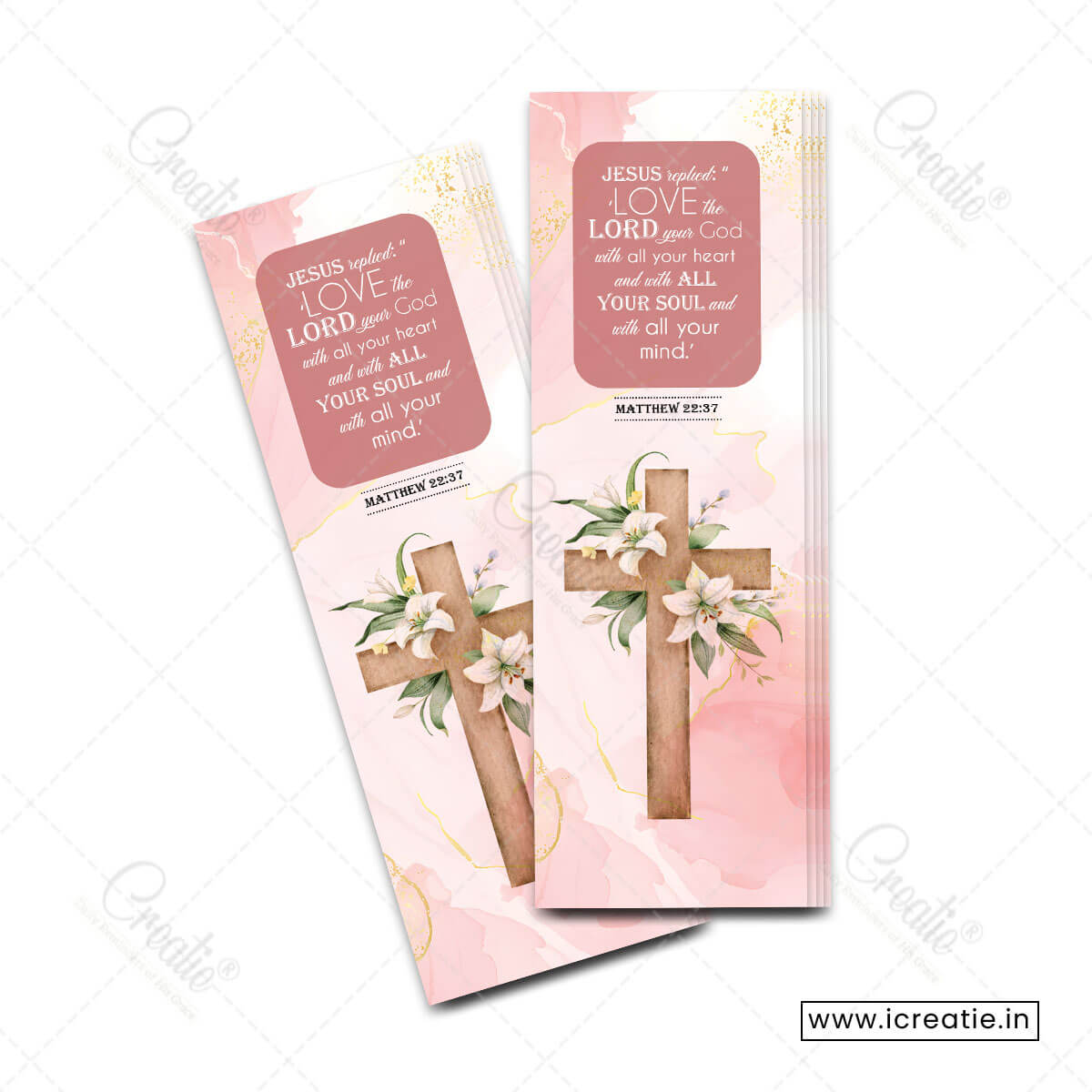Matthew 22:37 Love the Lord Christian bookmark India - greatest commandment heart design - Valentine's wedding devotional gift