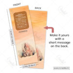 Back of crucified with Christ scripture bookmark showing Galatians 2:20 complete verse - new life identity bookmark India