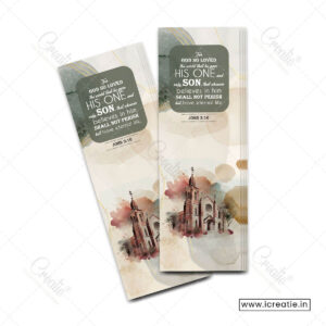John 3:16 God So Loved the World Christian bookmark India - gospel message cross globe design - evangelism children ministry salvation gift