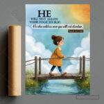 God Watches Over You Christian Poster – He Will Not Let Your Foot Slip | Psalm 121:3 - Image 8