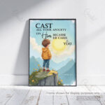 Cast Your Anxiety Christian Poster – He Cares for You | 1 Peter 5:7 - Image 4