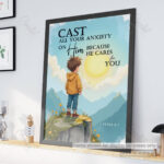 Cast Your Anxiety Christian Poster – He Cares for You | 1 Peter 5:7 - Image 6