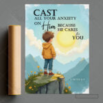 Cast Your Anxiety Christian Poster – He Cares for You | 1 Peter 5:7 - Image 8