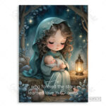 Jesus Incarnation Christian Poster – He Who Formed the Stars Learned Love in Her Arms
