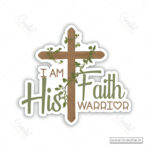 I Am His Faith Warrior Christian Sticker – Cross Design Vinyl Decal (Pack of 10)