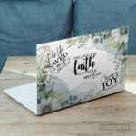 Walk by Faith Christian Laptop Skin – Scripture Inspired Floral Design - Image 3