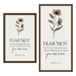 Fear Not Isaiah 43:1 Christian acrylic wall art print – cream background with watercolour florals – Creatie India
