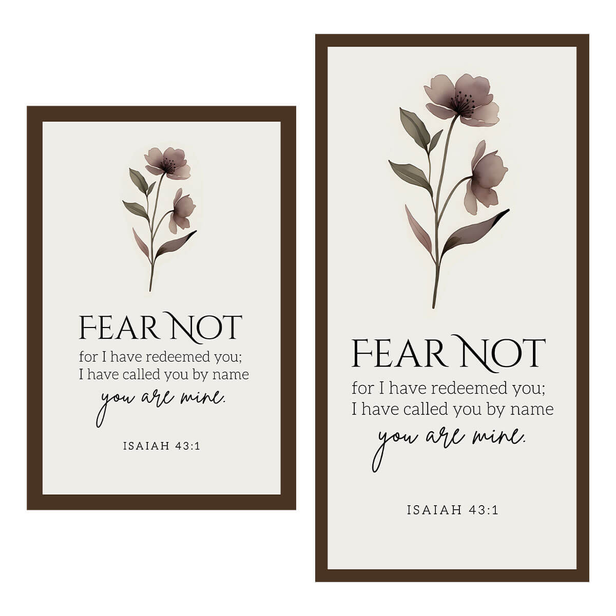 Fear Not Isaiah 43:1 Christian acrylic wall art print – cream background with watercolour florals – Creatie India